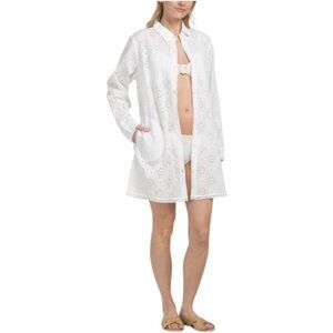 TOMMY BAHAMA Harbour Eyelet Boyfriend Cover-up Top